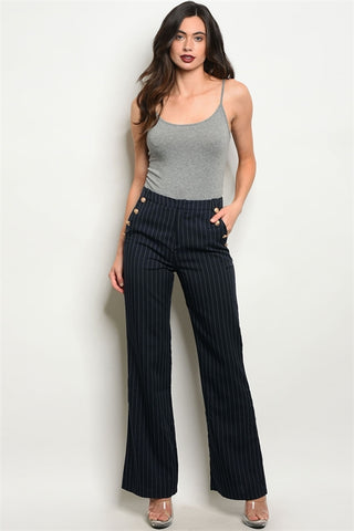 'Self Made' Navy Blue Pinstripe Pants