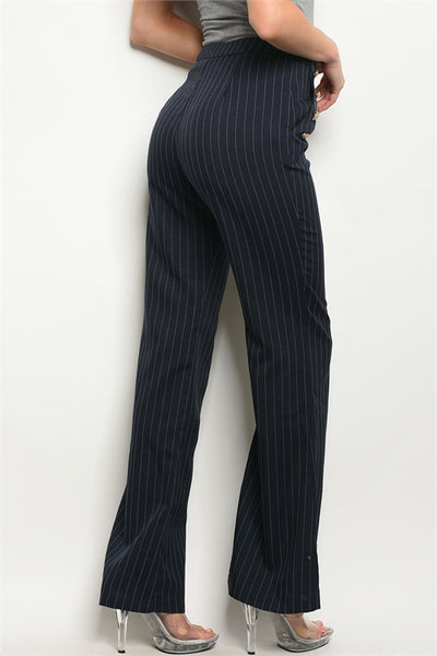'Self Made' Navy Blue Pinstripe Pants