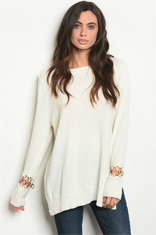 'All Along' Ivory Loop Sleeve Knit Sweater