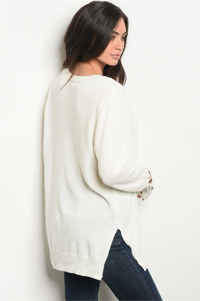 'All Along' Ivory Loop Sleeve Knit Sweater