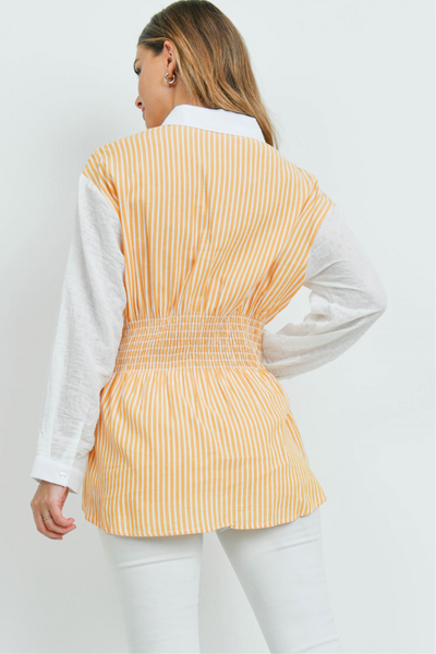 'Light The Way' Yellow Striped Button Up Top