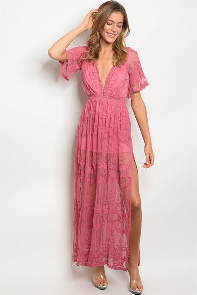 'Dawning' Deep rose Romper Dress