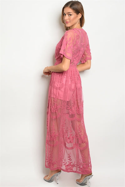 'Dawning' Deep rose Romper Dress