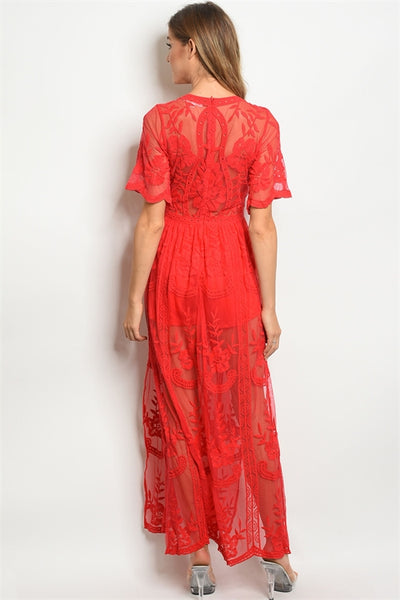 'Dawning' Red Romper Dress