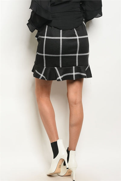 'Always & Forever' Black White Plaid Skirt