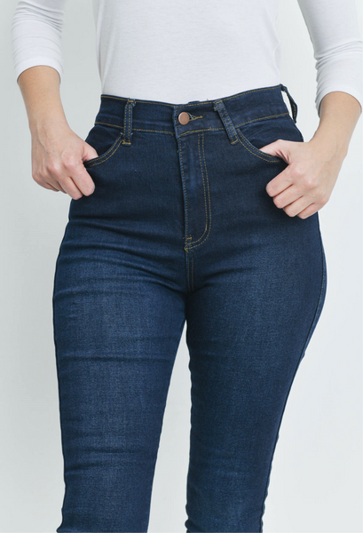 'Quick Fix' Dark Blue Denim High Waist Ripped Skinny Jeans
