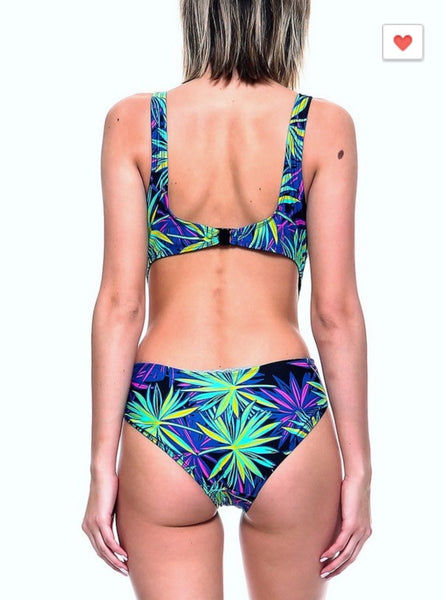 'Havana' Black Palm One Piece Bathing Suit