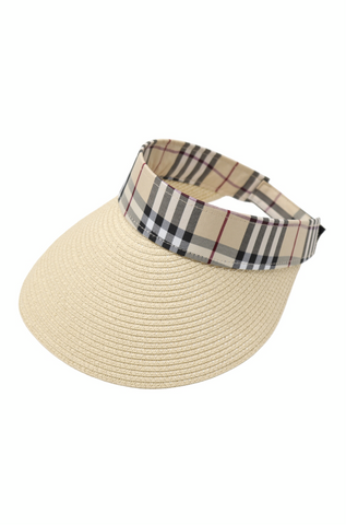 Designer inspired plaid visor hat